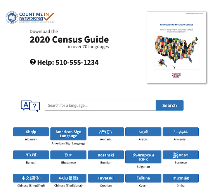 screenshot of Alameda County Census 2020 Landing Page