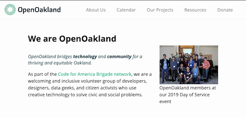 screenshot of openoakland.org