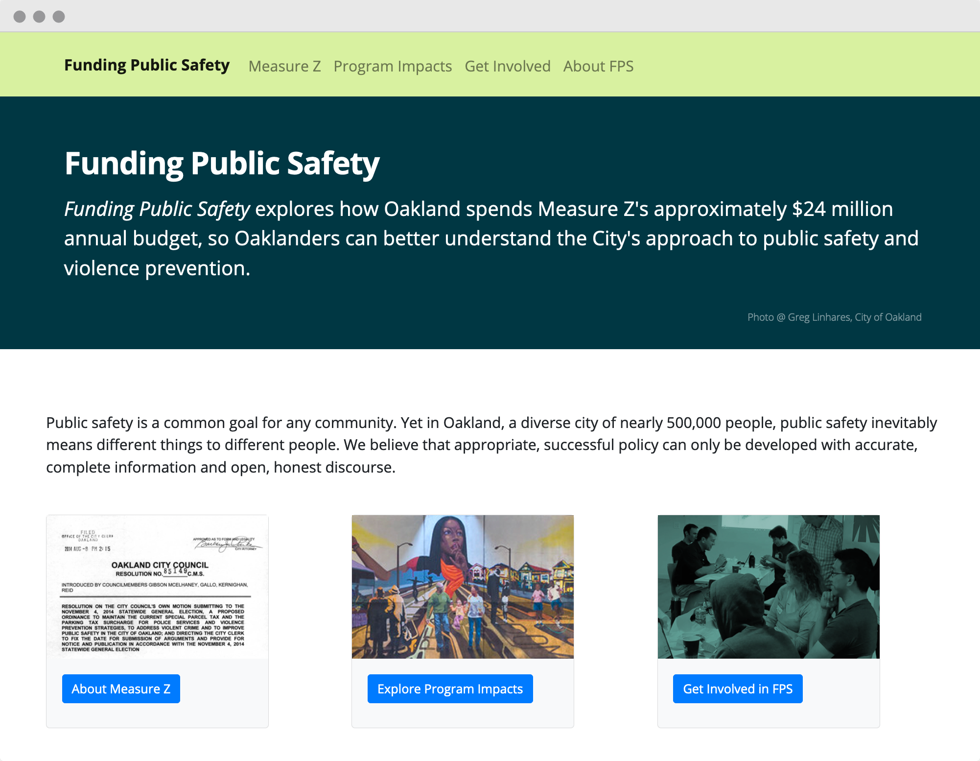 screenshot of Funding Public Safety